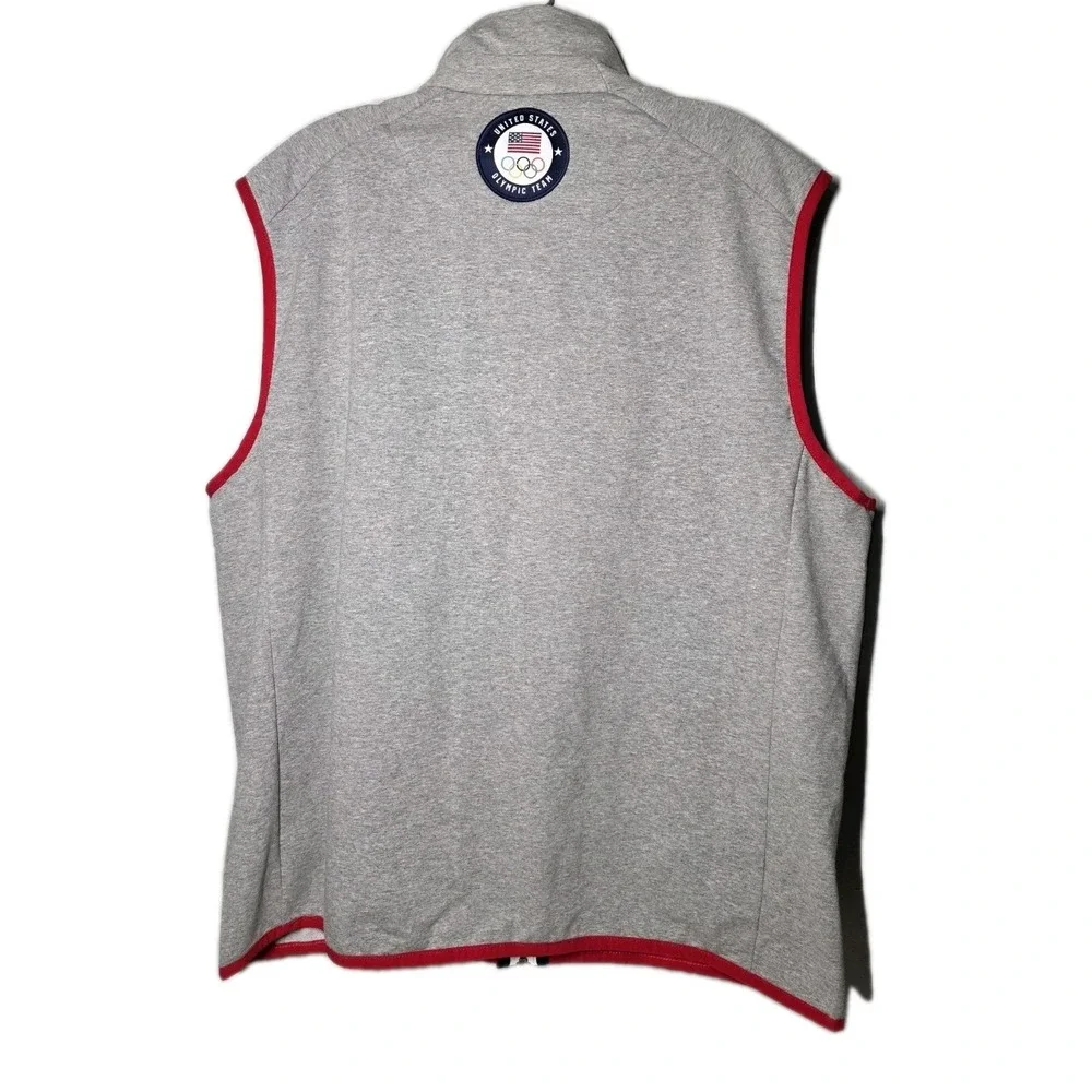 Polo‎ Ralph Lauren Sz Large Blue Gray Vest Team USA French Terry Cotton Full Zip
